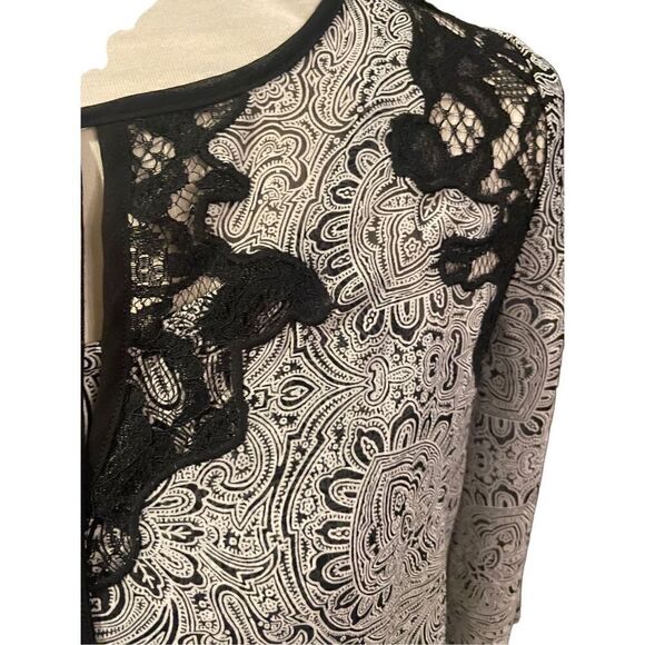 Alfani Women's Gray Lace with Black Paisley Flared Sleeves Semi Sheer Camisole S - Picture 10 of 10